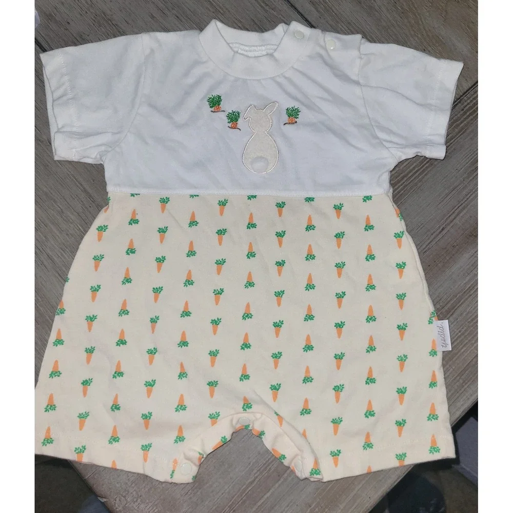 Yedid Bunny‎ Romper Carrot Print Easter Outfit Short Sleeve 9M